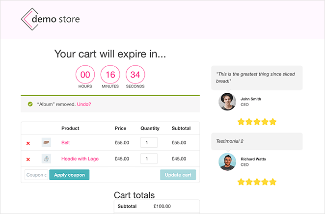 You now have a custom woocommerce shopping cart page