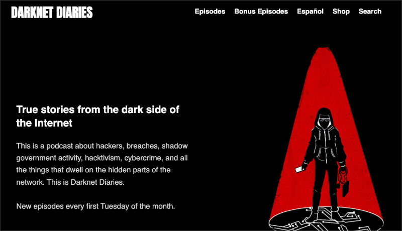 Darknet Diaries podcast landing page example