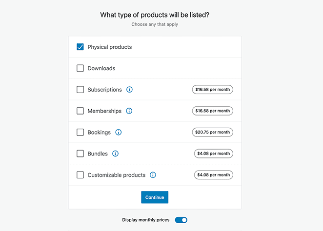 Choose your product types
