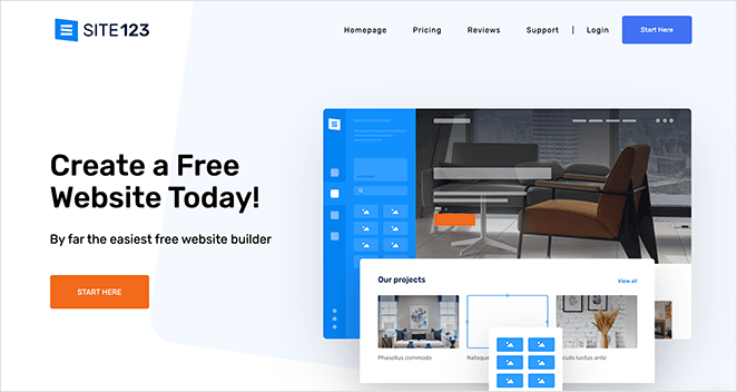 site123 free single page website builder