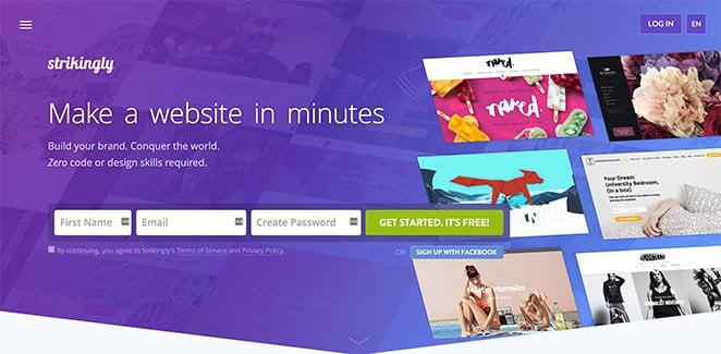 strikingly free one page website builder