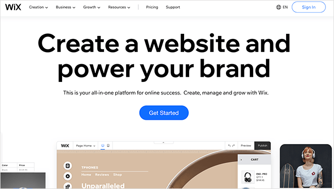 wix free one page website builder