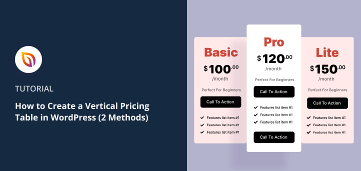 How to Create a Vertical Pricing Table in WordPress (2 Methods)