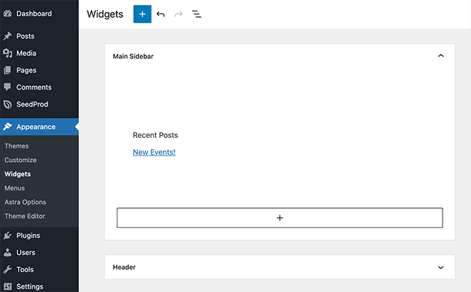 WordPress widget settings