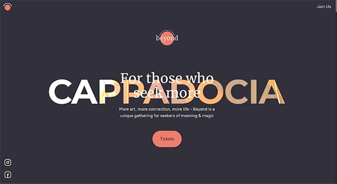 beyond-festival-one-page-website-example - SeedProd The beyond festival one page website examples