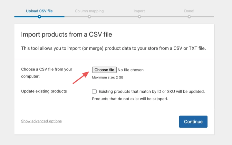 Uploading WooCommerce products via csv file