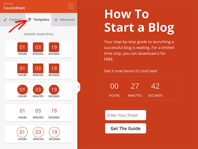 Countdown timer on a WordPress landing page creating with SeedProd
