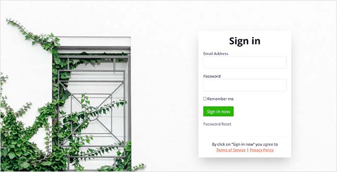 Greenery login page template