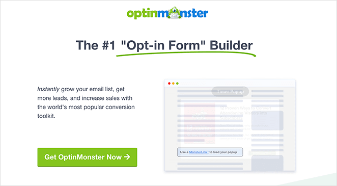 OptinMonster SaaS landing page example