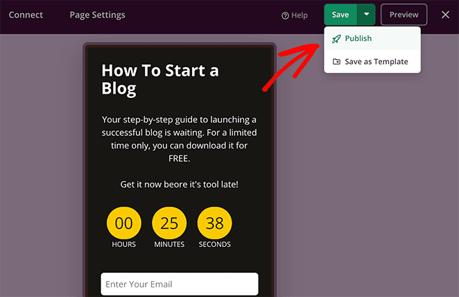 publish-landing-page - SeedProd Publish your gated content landing page