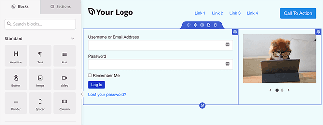 Quick WordPress login page design