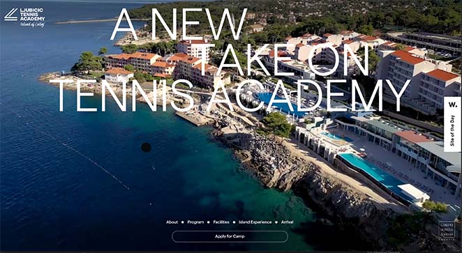 Tennis academy one page website examples