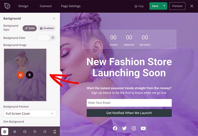 Change the background image for your woocommerce coming soon page