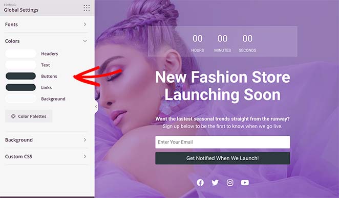 Change woocommerce coming soon page colors