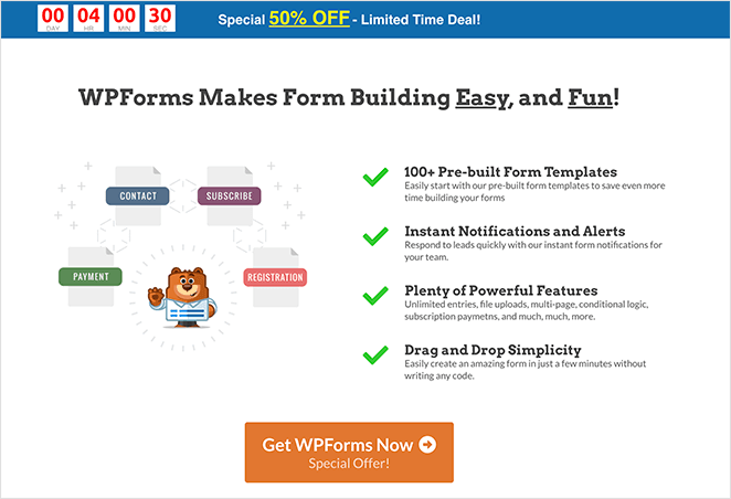 WPForms SaaS landing page features section
