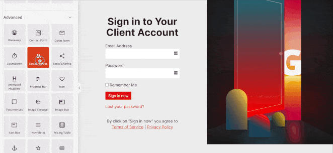 Add content to your client login page