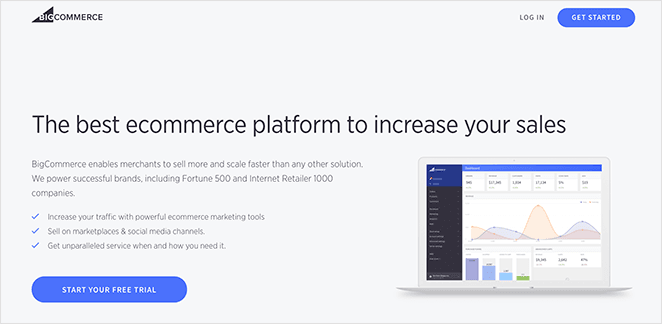 BigCommerce - Meilleures pages d'atterrissage pour les essais gratuits