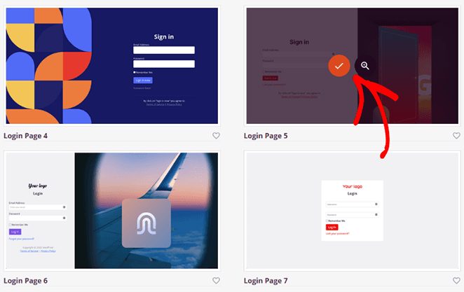 Choose a login page template