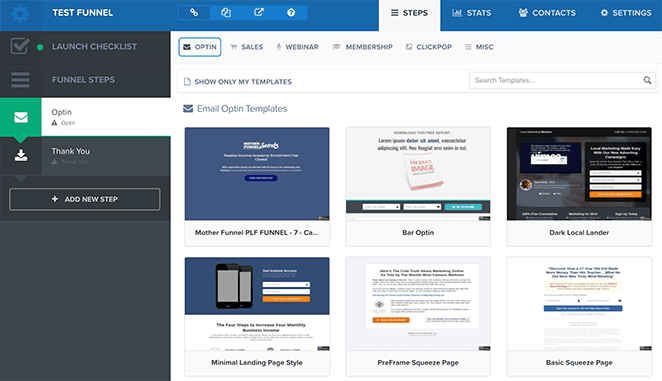 Modèles de pages d'atterrissage pour clickfunnels