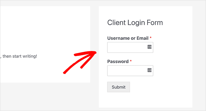 Client login form sidebar widget