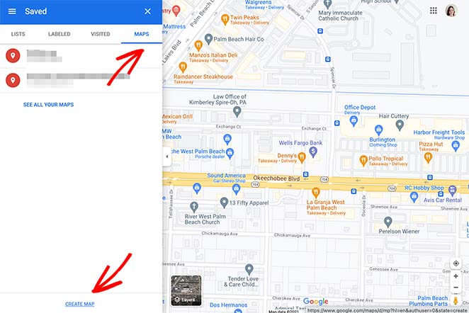 Create a new google map