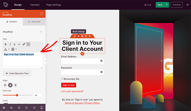 Customize your client login page
