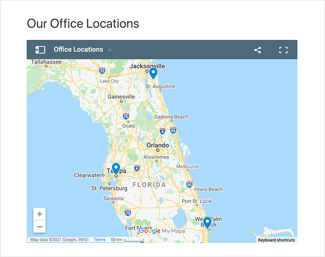Google Map with multiple location markers in WordPress