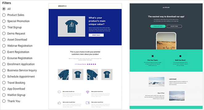 Instapage landing page templates