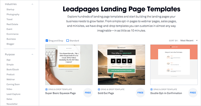 leadpages-templates - SeedProd leadpages features and templates