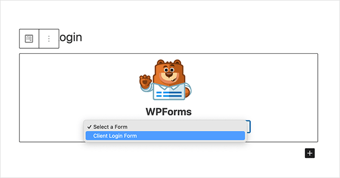 Choose your client login form from the dropdown menu