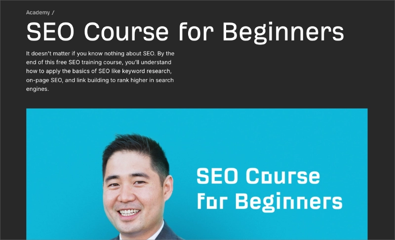 Ahrefs online course landing page example