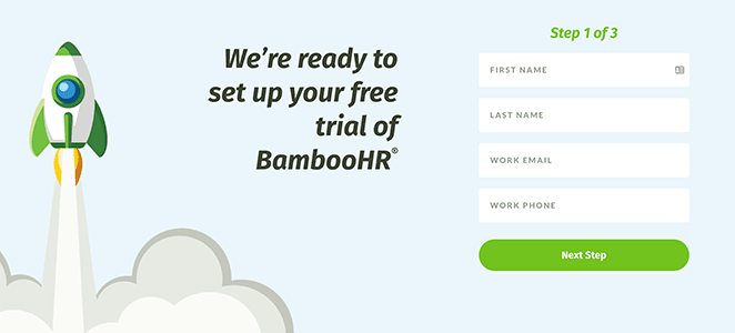 Bamboo HR sign up page designs