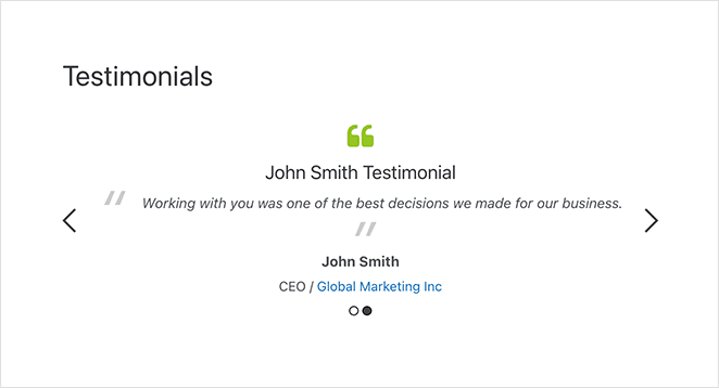 Publish your testimonials on a WordPress page