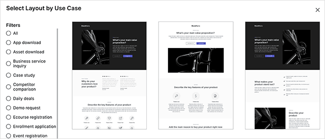 Instapage landing page templates