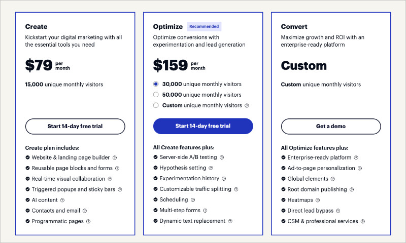 Instapage pricing