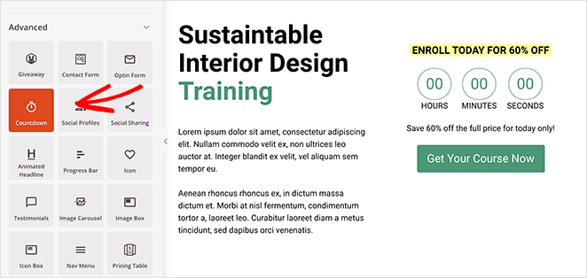Add a countdown timer to your online course landing page