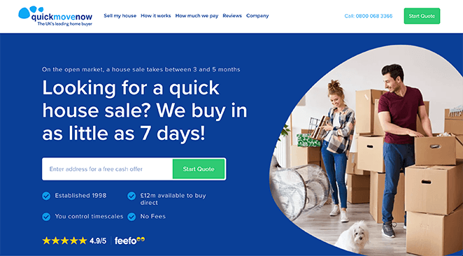 Quick Move real estate landing page