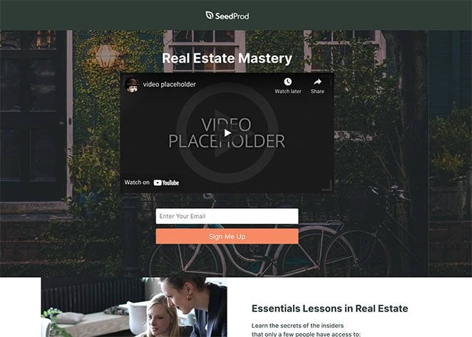 real estate squeeze page template