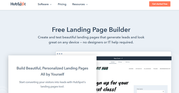 hubspot free landing page builder