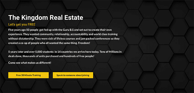 The Kingdom real Estate landing page examples
