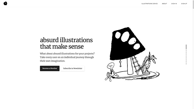 absurd-design-product-landing-page-example - SeedProd Absurd Design Produkt Landing Page Beispiele