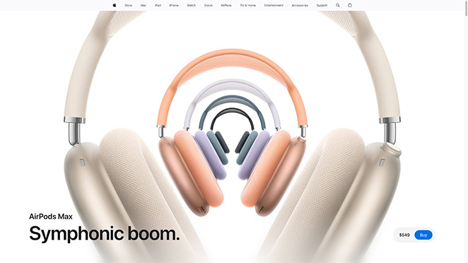 apple-airpods-max-product-landing-page - SeedProd Apple AirPods Max product landing page example