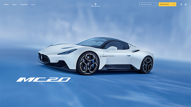 maserati-mc20-product-landing-page-example - SeedProd Maserati Produkt Landing Page Beispiele