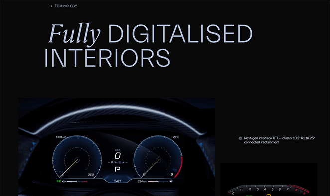 Maserati product landing page examples