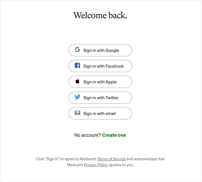 medium-login-page-example - SeedProd Medium login page example