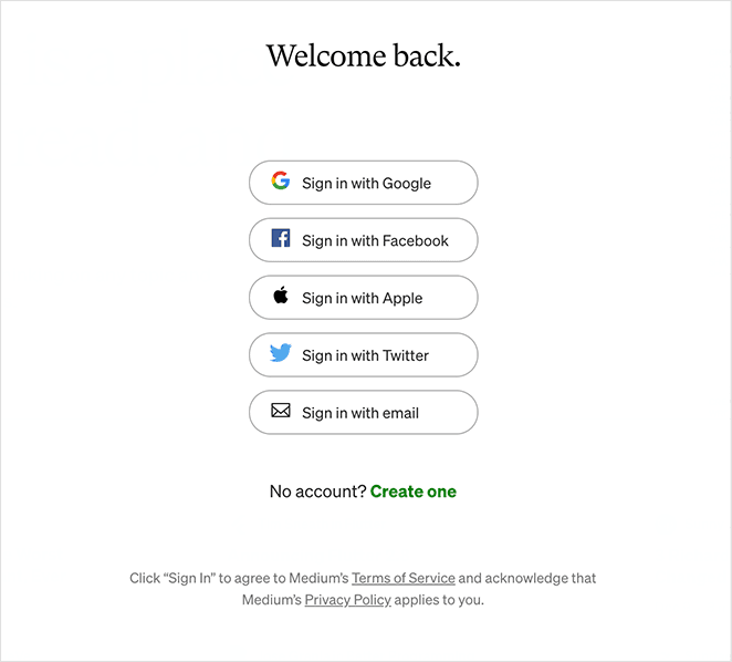 Medium login page example