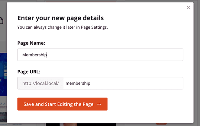 membership-landing-page-name - SeedProd enter a name for your Membership landing page