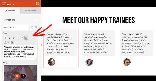 customize your Membership landing page testimonials