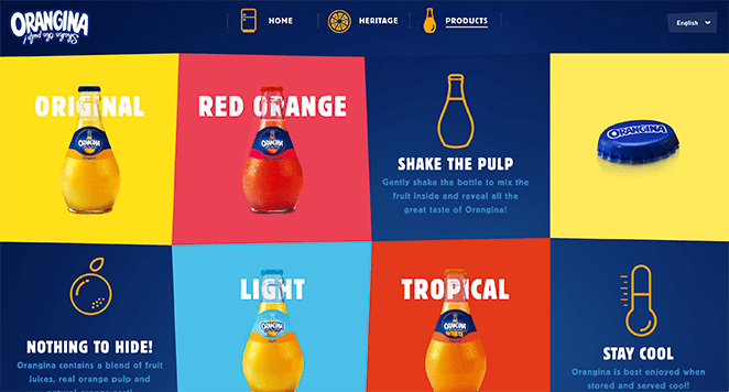 orangina-product-landing-page-examples - SeedProd product landing page example