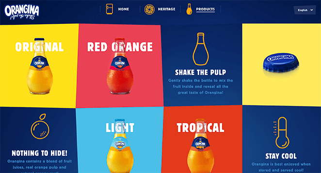 Exemples de pages d'atterrissage pour les produits orangina